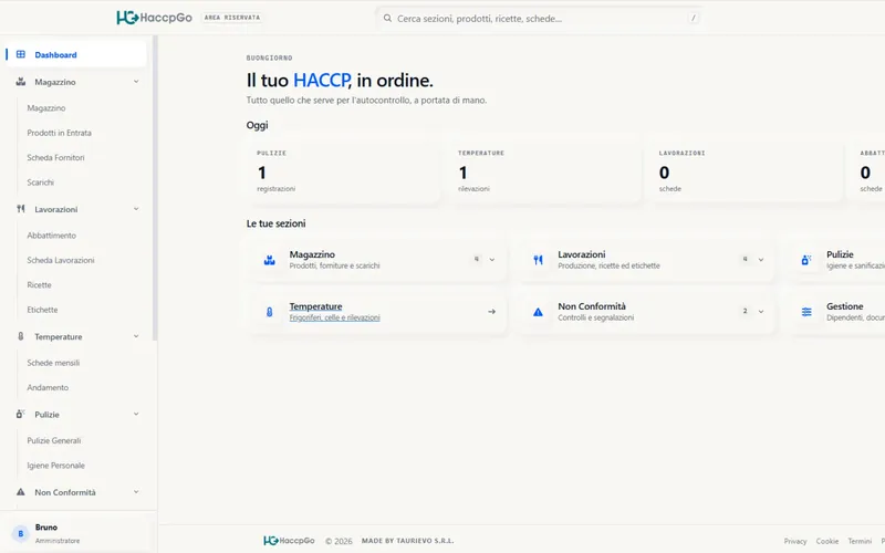 HaccpGo: the food safety log sections
