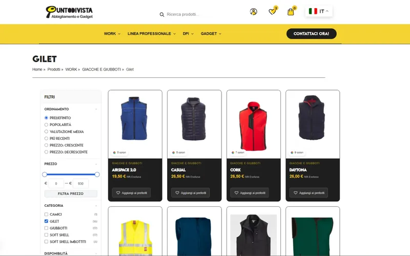 The distributor's online catalogue, with filters by category and price